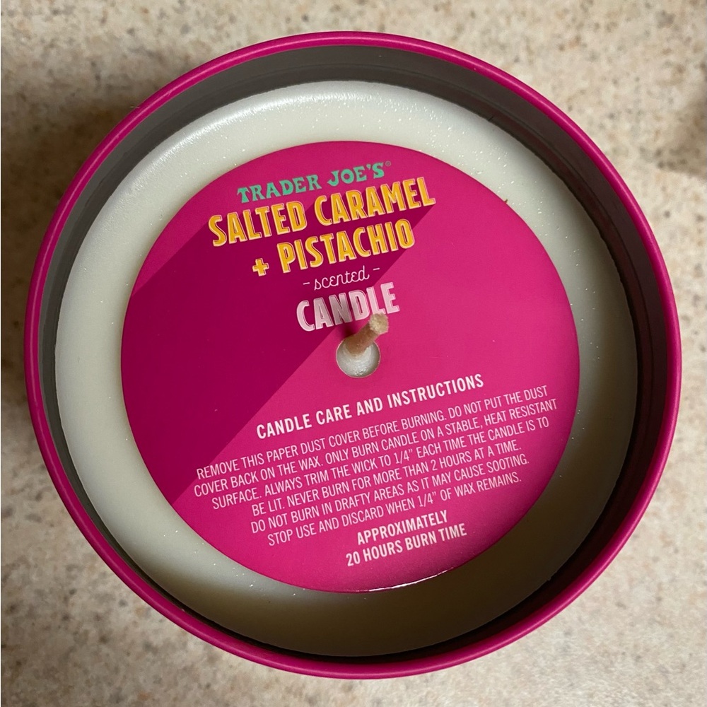 Trader Joe’s Salted Caramel Pistachio Candle | Sweet Gourmand Scent | 5.7 oz - Picture 3 of 3